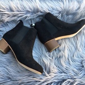 Loft Black Suede Chunky Heel Boots